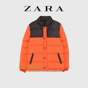 Zara Contrast Puffer Jacket